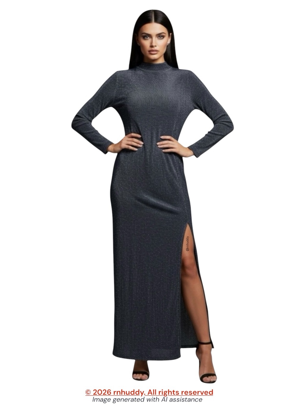 French Connection size 8 ribbed mock neck maxi dress
